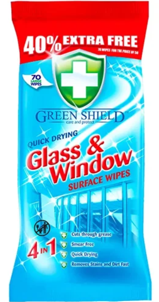 Green Shield Glass and Window Wipes