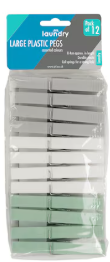 JVL Laundry 12 Large Plastic Pegs