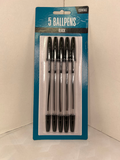 5 Pack Black Pens image 0