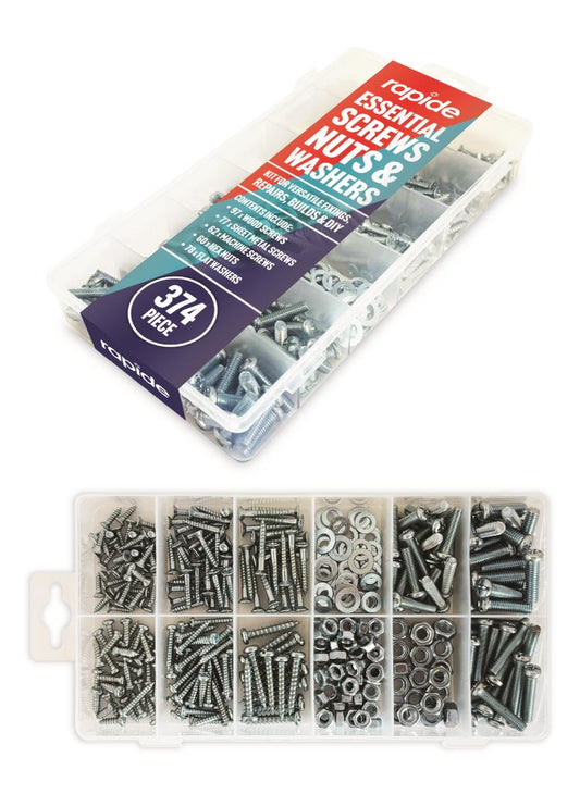 Rapide Essential Screws, Nuts & Washers Kit 374PC